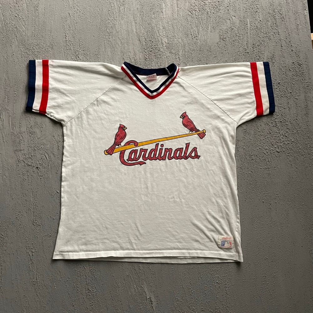 Vintage St. Louis Cardinals Graphic T-Shirt Men XL White 80s Rawlings